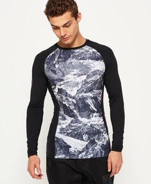 Superdry Carbon Baselayer Crew Férfi Baselayers Fekete/Fehér | WALPQ4018